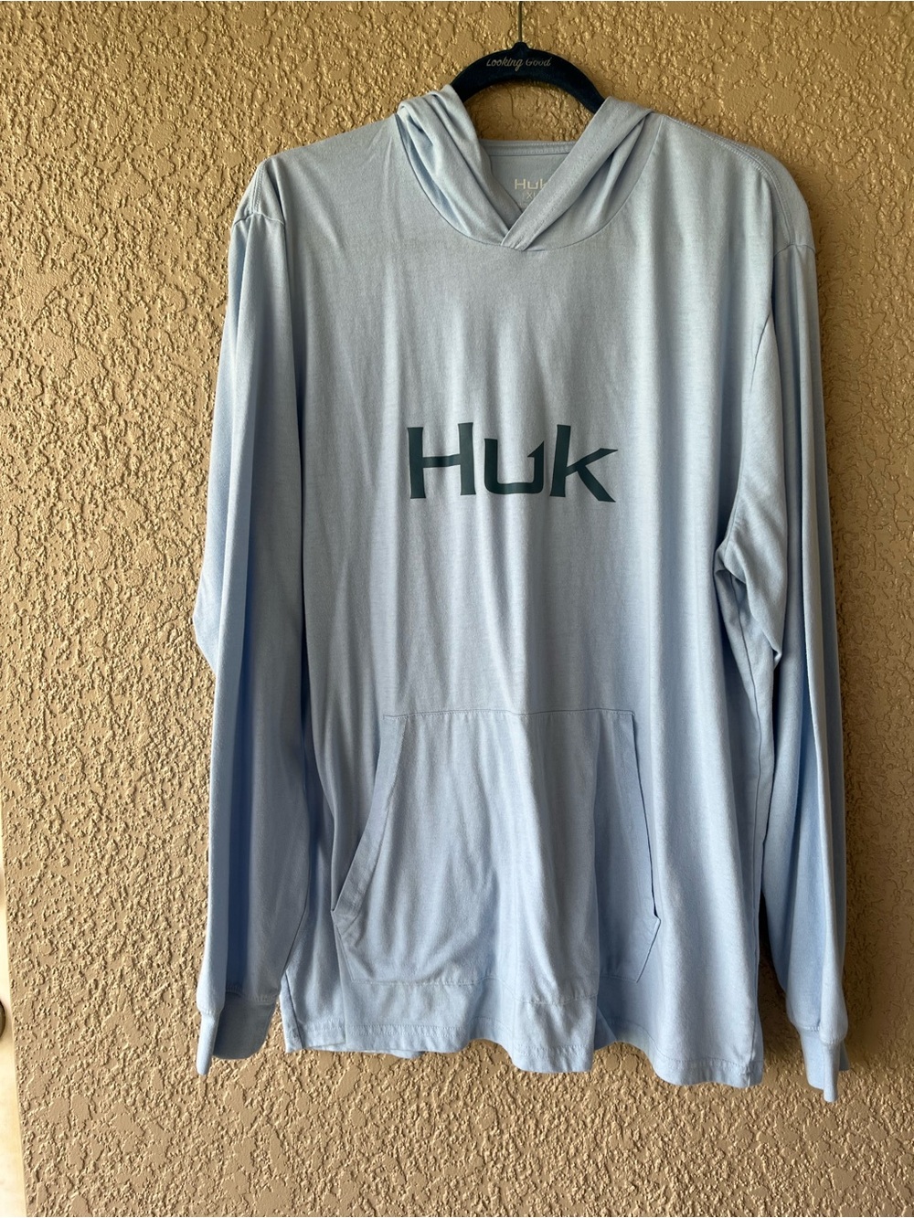 Huk Light Blue Long Sleeve Hooded Performance Shirt